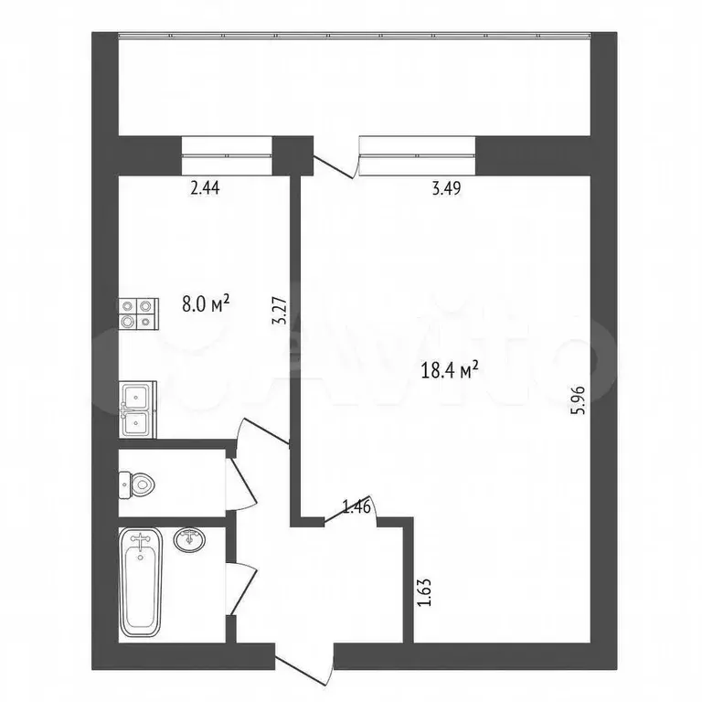 1-к. квартира, 38 м, 8/9 эт. - Фото 0