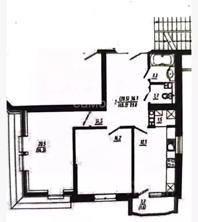 2-к кв. Смоленская область, Смоленск Красноборская ул., 8к3 (63.3 м) - Фото 2