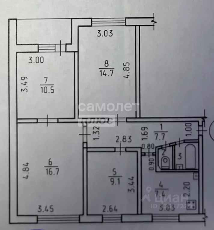 4-к кв. Удмуртия, Ижевск Клубная ул., 53 (69.0 м) - Фото 1