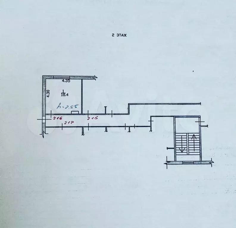 Комната 18,4 м в 5-к., 2/5 эт. - Фото 1