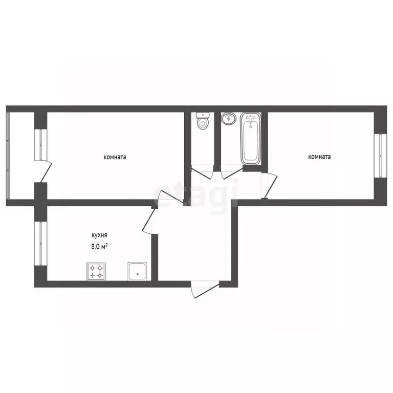 2-к кв. Тамбовская область, Тамбов ул. имени Сергея Лазо, 6 (49.2 м) - Фото 2