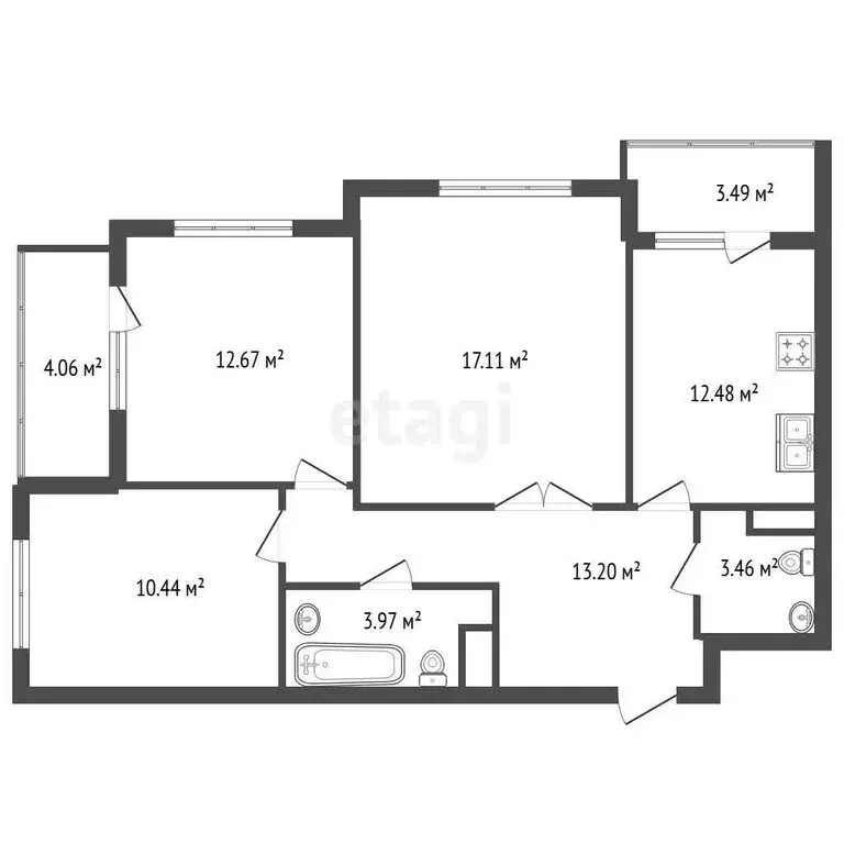 3-комнатная квартира: Санкт-Петербург, Железноводская улица, 32 (85.6 ... - Фото 1