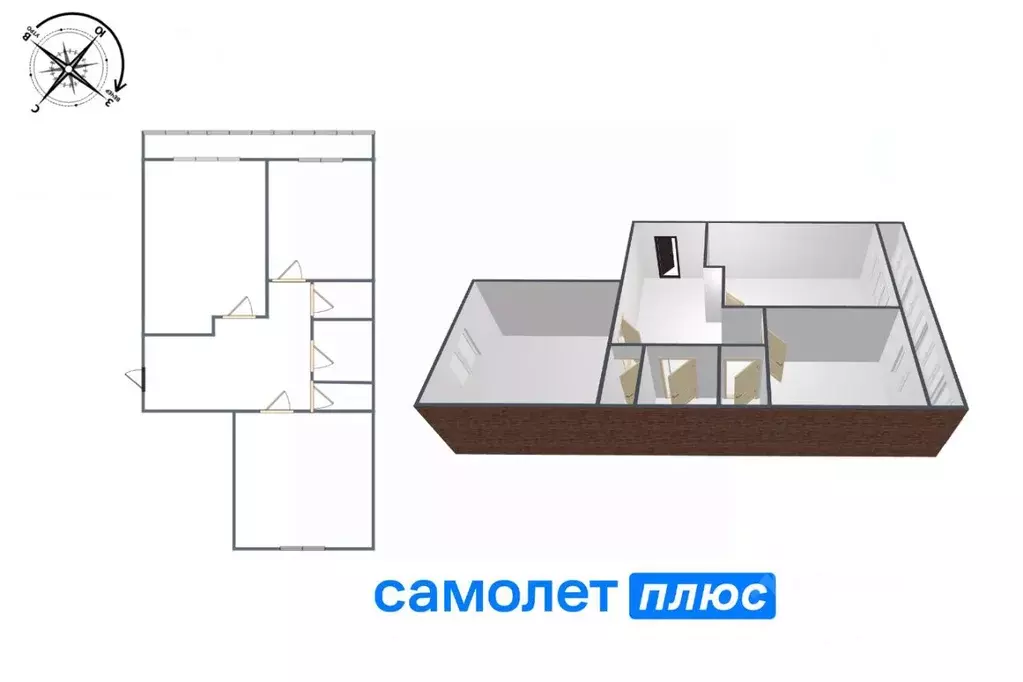 2-к кв. Кемеровская область, Кемерово Аллейная ул., 9Б (46.7 м) - Фото 1