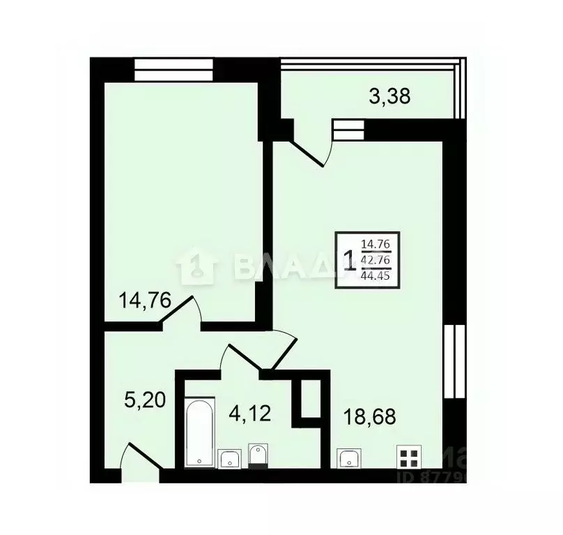 1-к кв. Воронежская область, Воронеж ул. Антонова-Овсеенко, 35С (44.45 ... - Фото 1