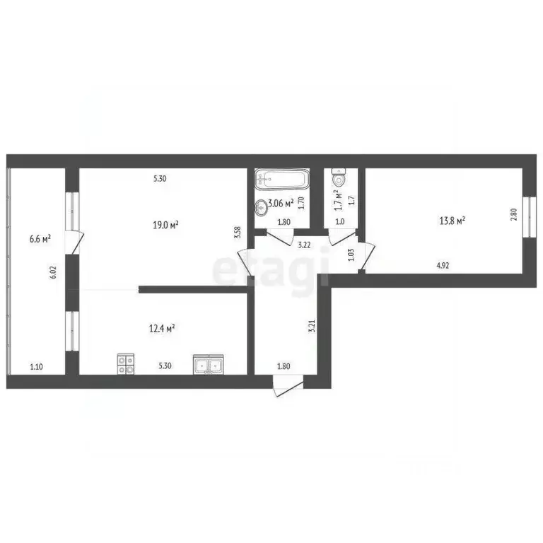 2-к кв. Ханты-Мансийский АО, Нягань Интернациональная ул., 39 (59.1 м) - Фото 1