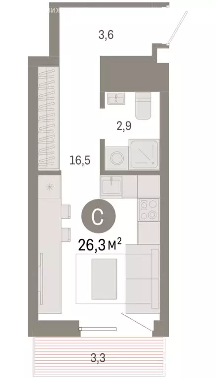 Квартира-студия: Екатеринбург, жилой район Эльмаш, Механический ... - Фото 2