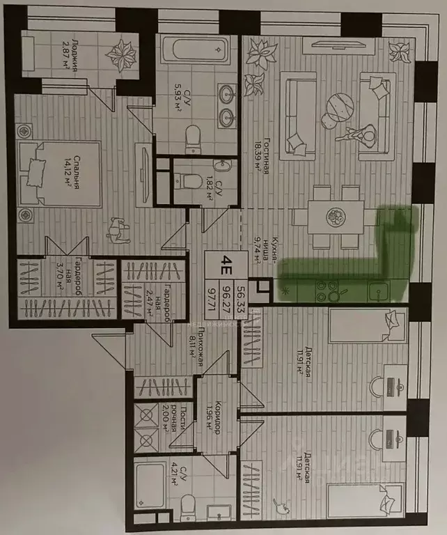 4-к кв. Татарстан, Казань ул. Сибгата Хакима, 56В (94.3 м) - Фото 2