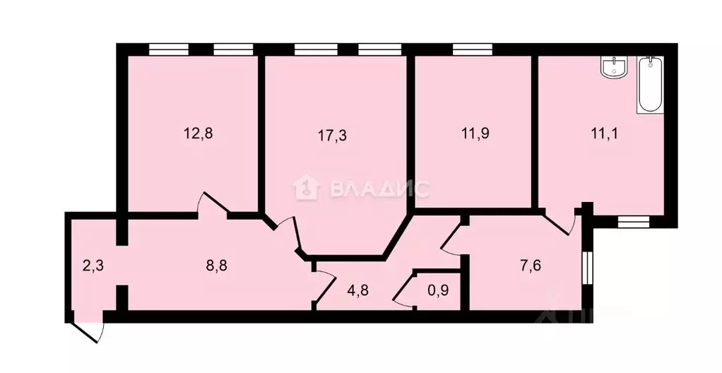 3-к кв. Санкт-Петербург Гончарная ул., 11а (77.5 м) - Фото 2