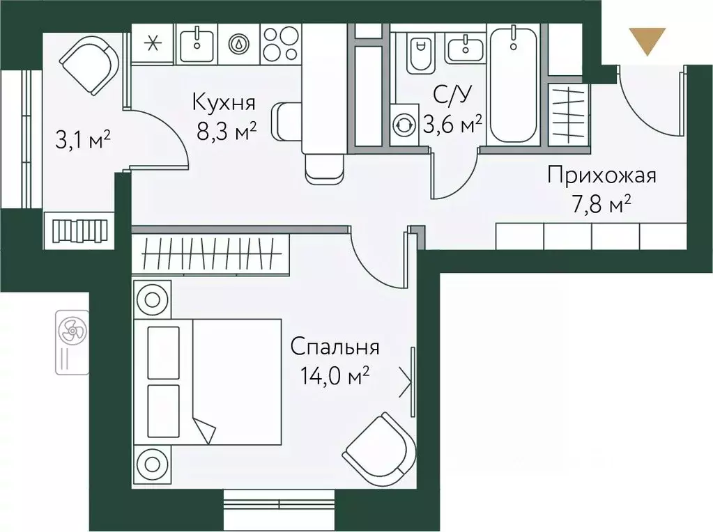 1-к кв. Волгоградская область, Волгоград Новосибирская ул., 74 (36.8 ... - Фото 0