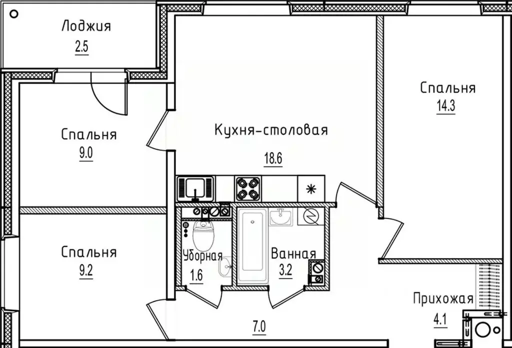 3-к кв. Новгородская область, Старая Русса ул. Чапаева, 2 (69.5 м) - Фото 1