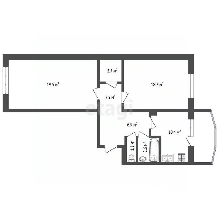 2-к кв. Саха (Якутия), Якутск ул. Короленко, 21/1 (63.9 м) - Фото 2