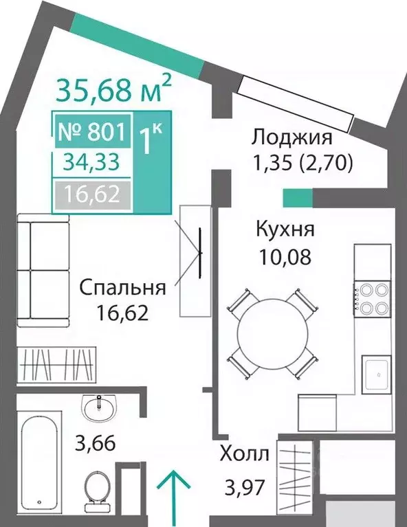 1-к кв. Крым, Симферополь Крымская роза мкр,  (35.68 м) - Фото 0