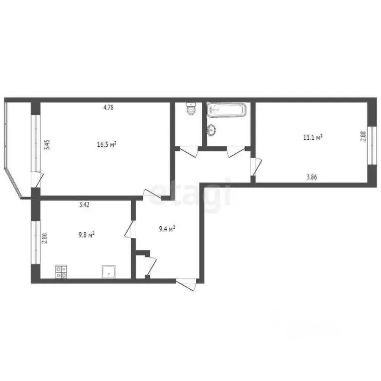 2-к кв. Ямало-Ненецкий АО, Новый Уренгой Ленинградский просп., 10Г ... - Фото 2