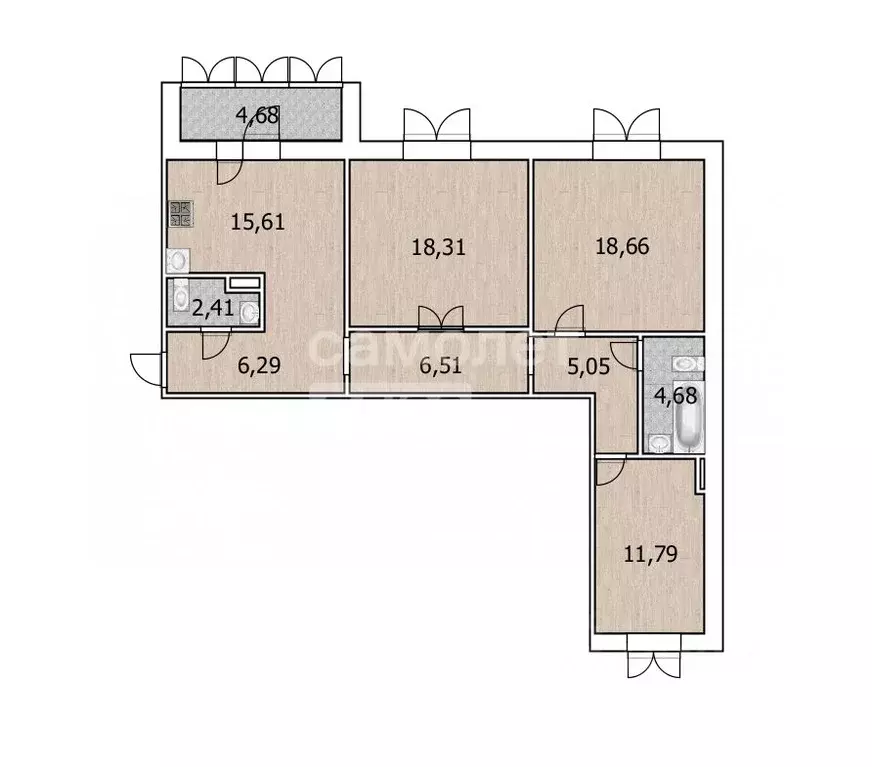 3-к кв. Тюменская область, Тюмень ул. Алматинская, 12 (94.0 м) - Фото 1