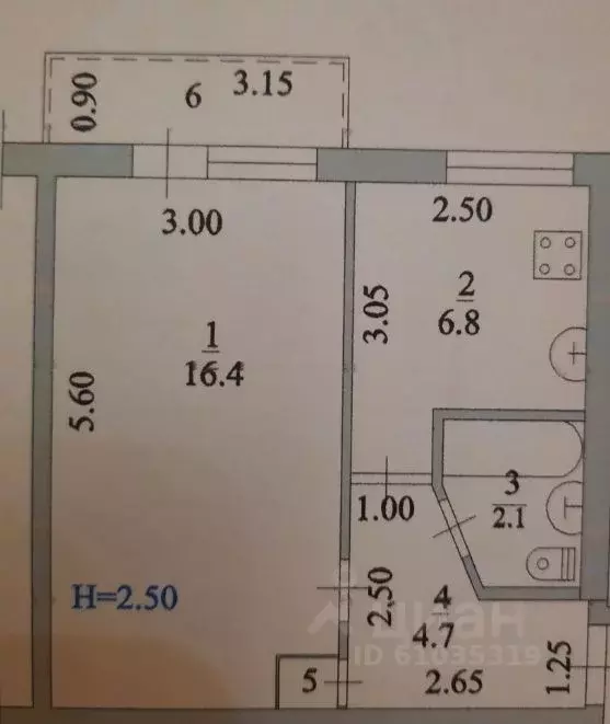 1-к кв. Краснодарский край, Ейск Ясенская ул., 2А (37.0 м) - Фото 2