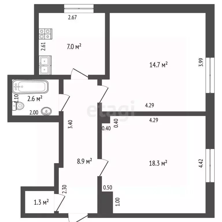 2-к кв. Ростовская область, Батайск ул. Ленина, 172/1 (52.8 м) - Фото 1