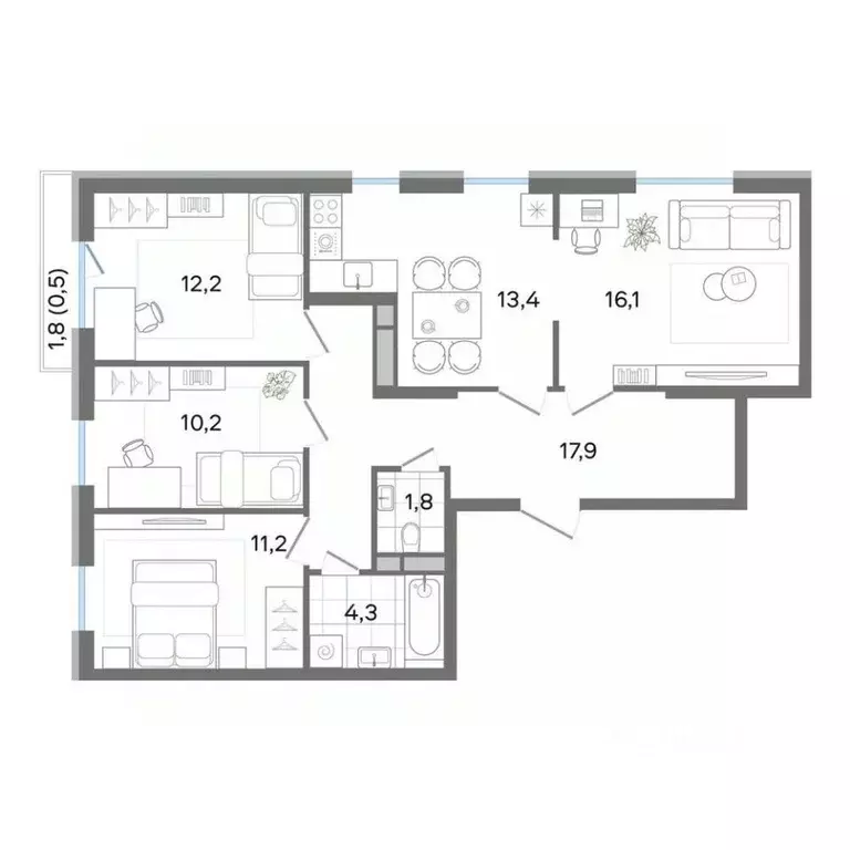 4-к кв. Московская область, Раменский муниципальный округ, Ильинский ... - Фото 1
