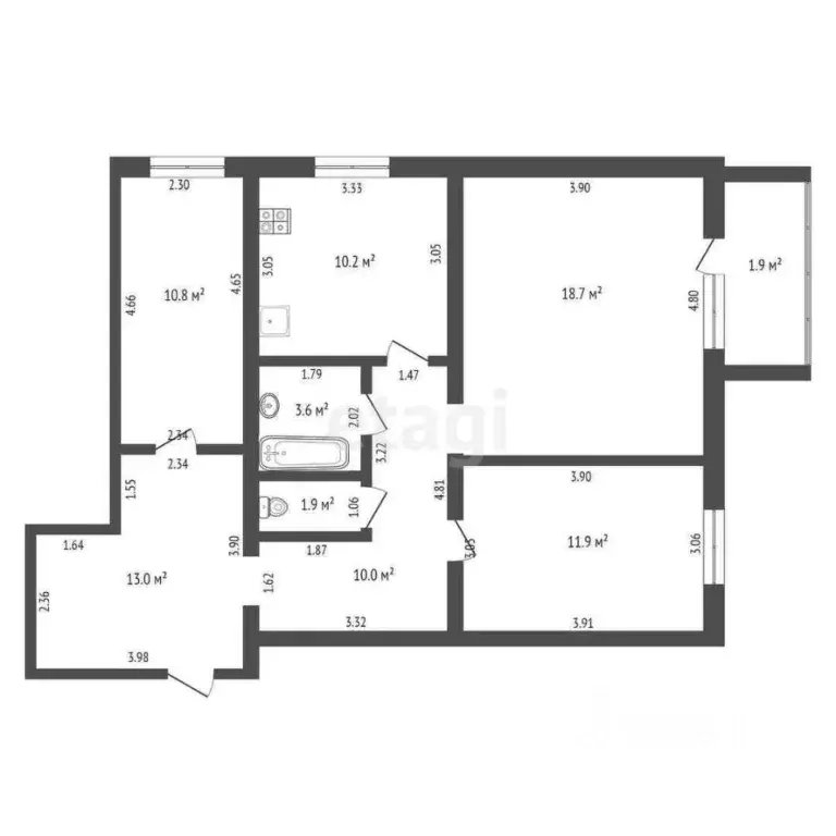 3-к кв. Мордовия, Саранск Мордовская ул., 35к233Б (80.1 м) - Фото 2