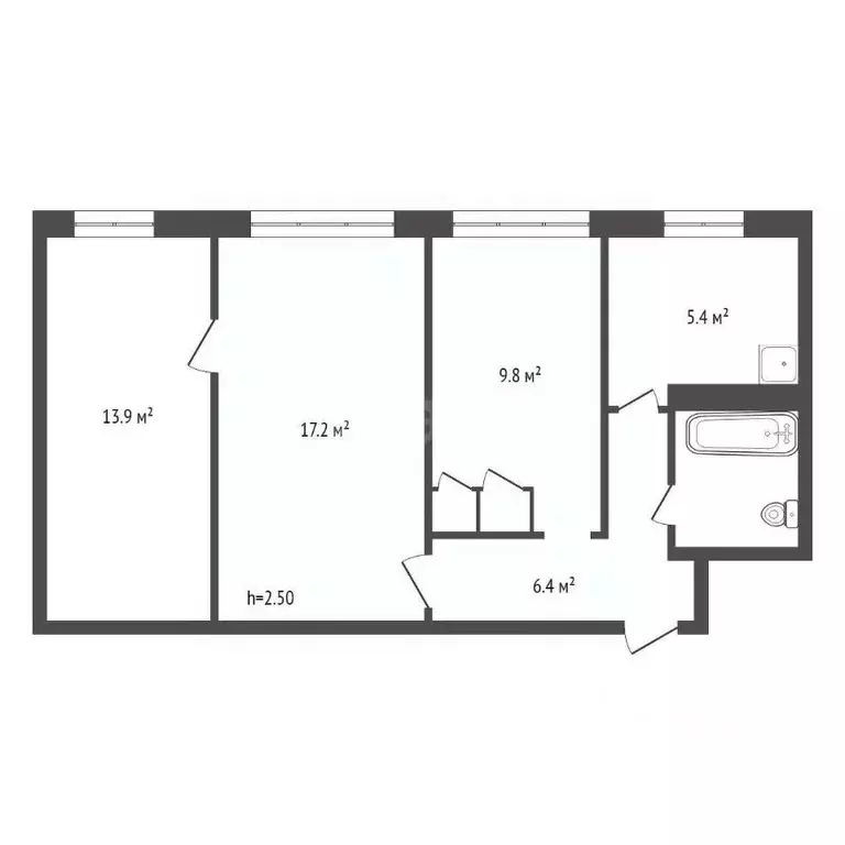 3-к кв. Красноярский край, Красноярск Кольцевая ул., 3 (56.4 м) - Фото 2