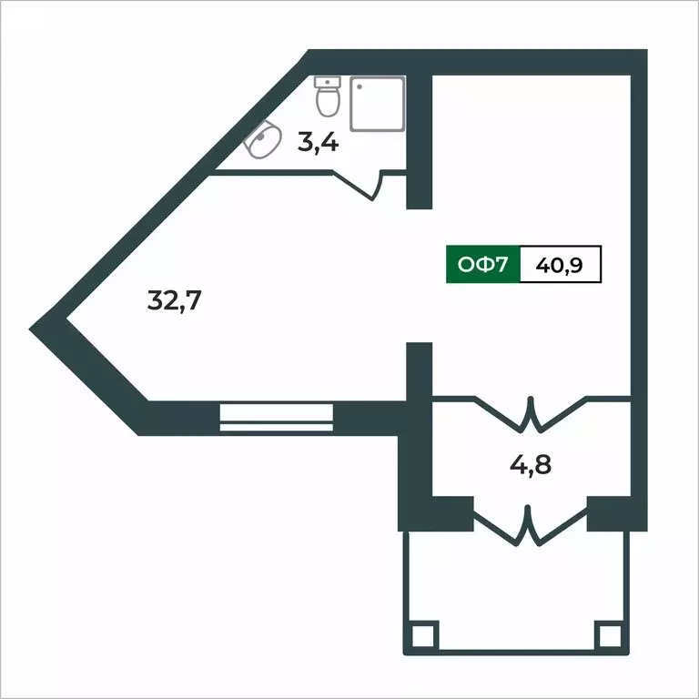 Офис (40.9 м) - Фото 2