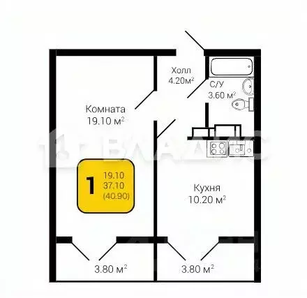 1-к кв. Воронежская область, Воронеж ул. Шибилкина, 3 (37.0 м) - Фото 2