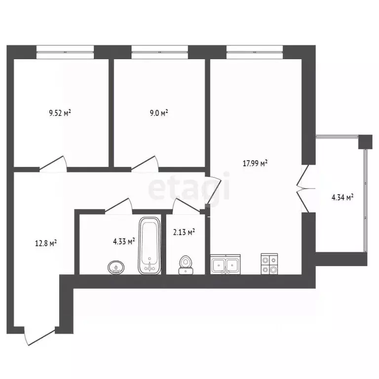 2-к кв. Владимирская область, Муром ул. Щербакова, 19 (56.7 м) - Фото 2