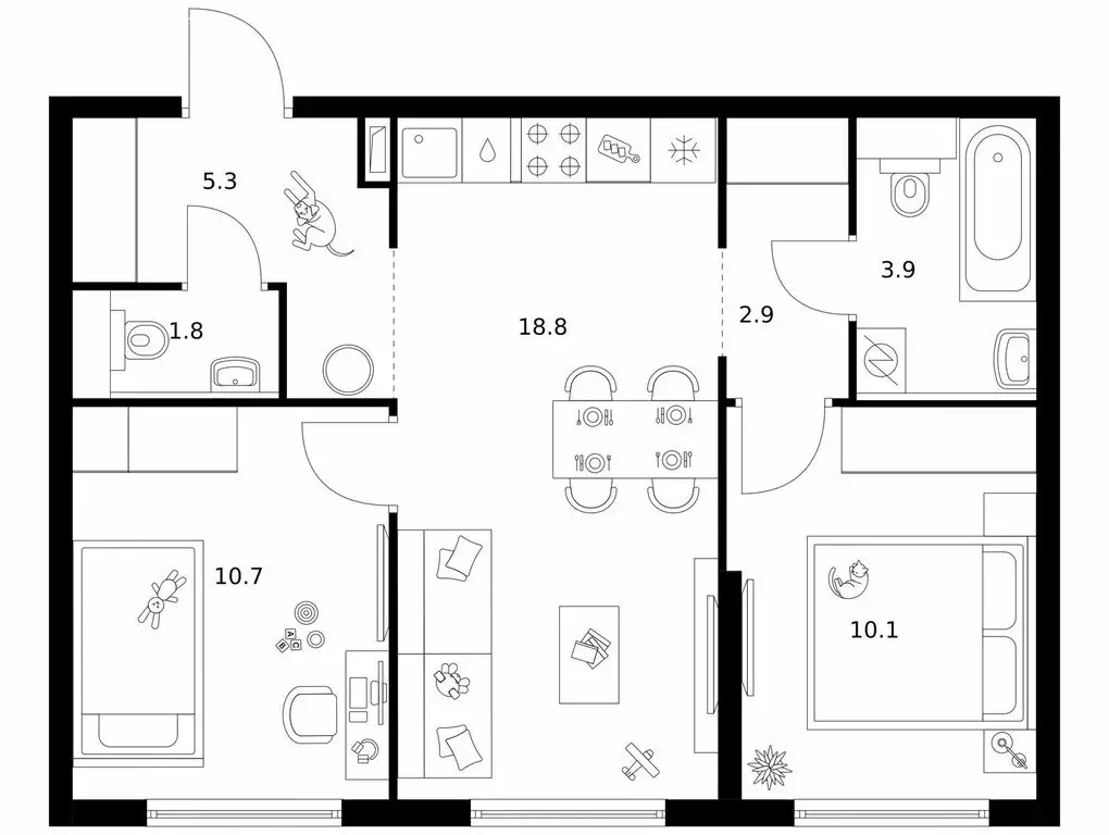 2-комнатная квартира: Москва, ЖК Кронштадтский 9, 11.3 (53.5 м) - Фото 1