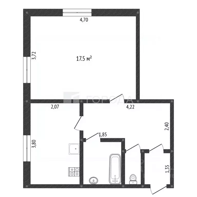 1-к кв. Кемеровская область, Новокузнецк просп. Металлургов, 36 (40.4 ... - Фото 1