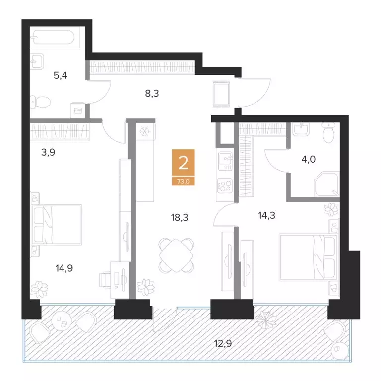 2-к кв. Курская область, Курск Парковый квартал Чувства жилой комплекс ... - Фото 1