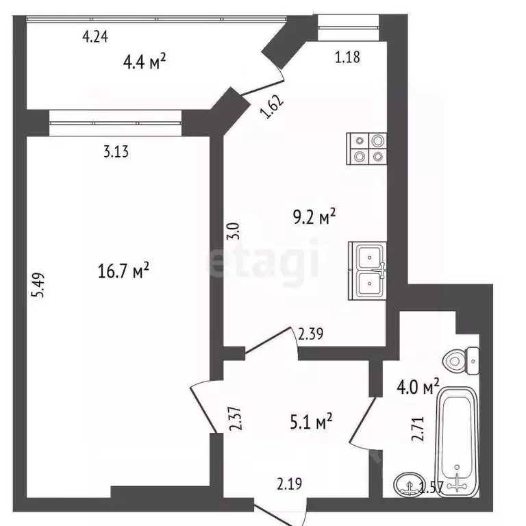 1-к кв. Удмуртия, Ижевск ул. 40 лет Победы, 138А (35.0 м) - Фото 2