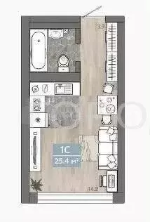 1-к кв. Новосибирская область, Новосибирск ул. Королева, 1Б (25.4 м) - Фото 1