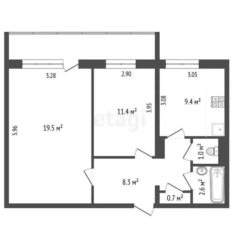 2-комнатная квартира: Альметьевск, улица Бигаш, 121 (52.9 м) - Фото 1