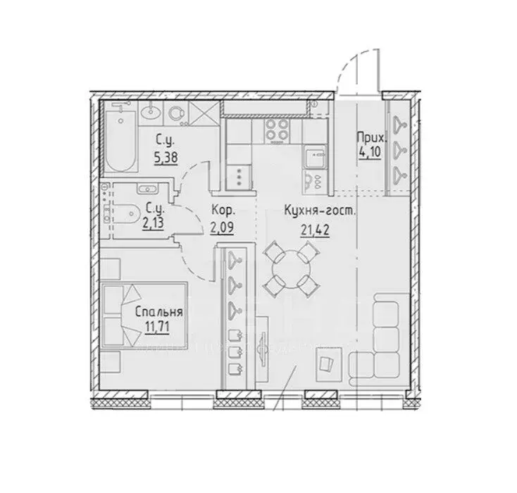 1-комнатная квартира: Санкт-Петербург, набережная Чёрной речки, 35 ... - Фото 1