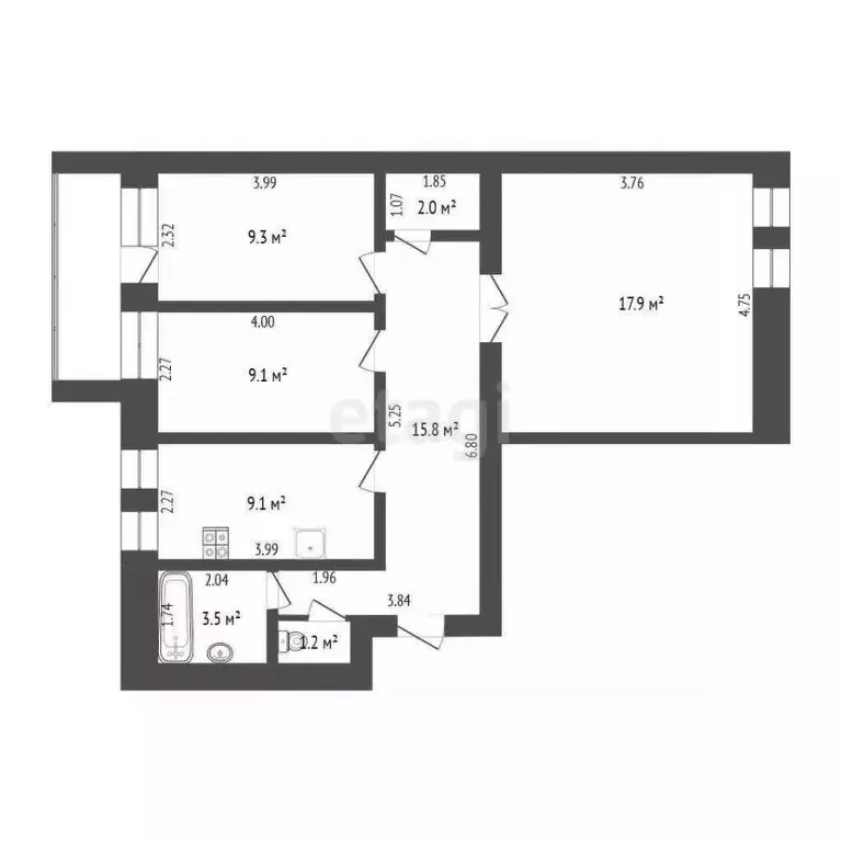 3-к кв. Тюменская область, Тюмень Широтная ул., 108к5 (67.9 м) - Фото 2