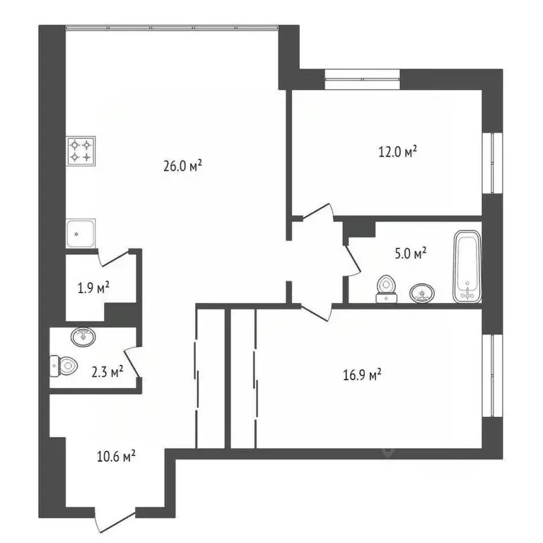 3-к кв. Красноярский край, Красноярск ул. Петра Подзолкова, 15Бк3 ... - Фото 2