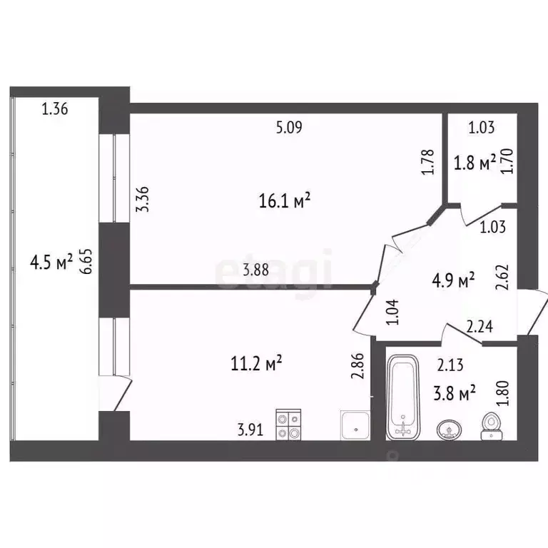 1-к кв. Марий Эл, Медведево городское поселение, Медведево пгт ул. ... - Фото 2