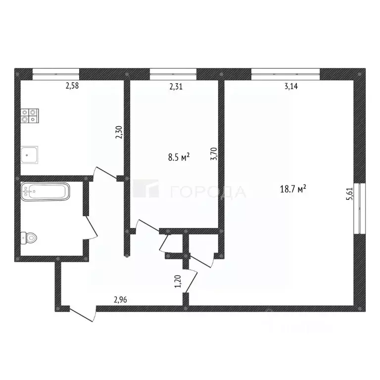 2-к кв. Кемеровская область, Новокузнецк ул. Клименко, 11 (42.8 м) - Фото 2