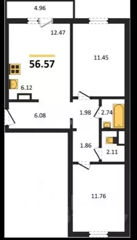 1-к кв. Челябинская область, Челябинск ул. Лобырина, 9 (56.0 м) - Фото 2