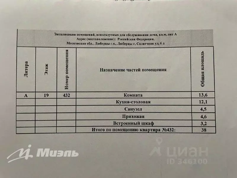 1-к кв. Московская область, Люберцы ул. Солнечная, 6 (38.0 м) - Фото 1