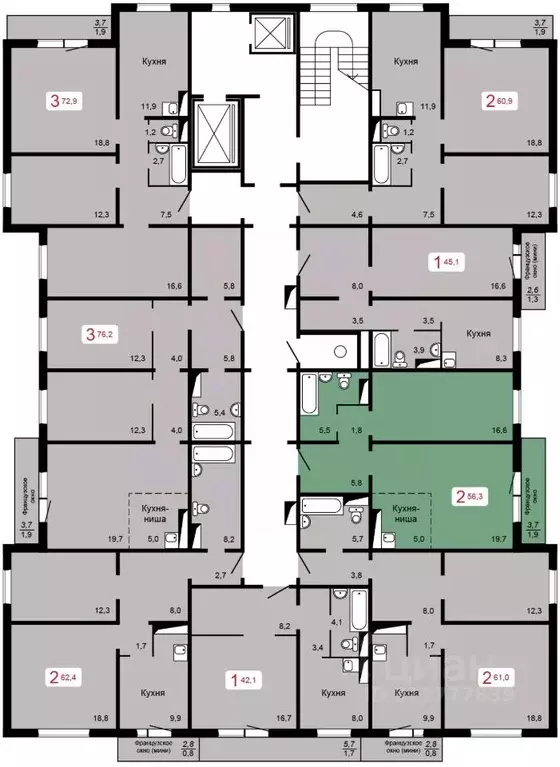 2-к кв. Красноярский край, Красноярск ул. Кутузова, 2с4 (56.3 м) - Фото 0