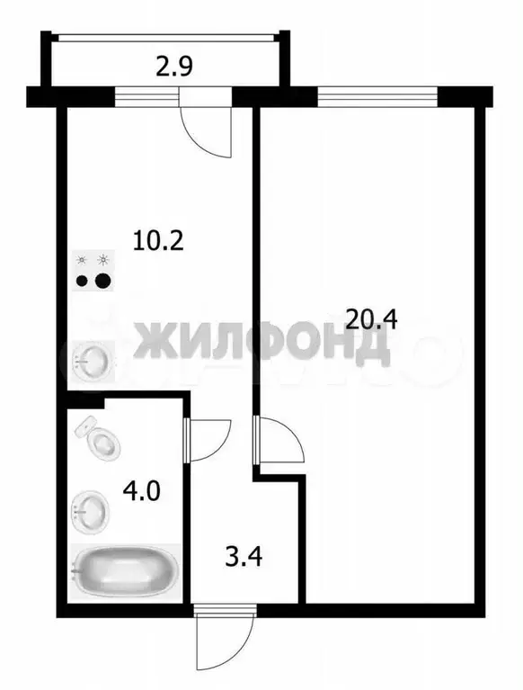 1-к. квартира, 38 м, 4/4 эт. - Фото 0