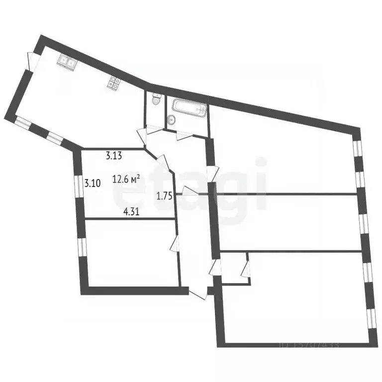 Комната Санкт-Петербург ул. Моисеенко, 3/14 (12.6 м) - Фото 2
