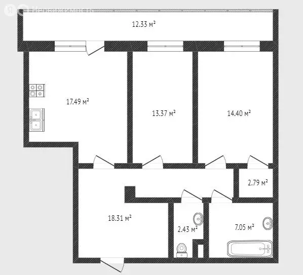 2-комнатная квартира: Тюмень, Таврическая улица, 9к7 (76.3 м) - Фото 0