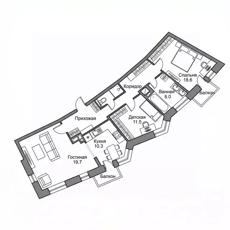 2-к кв. Санкт-Петербург Ленинский просп., 75к1 (91.4 м) - Фото 2