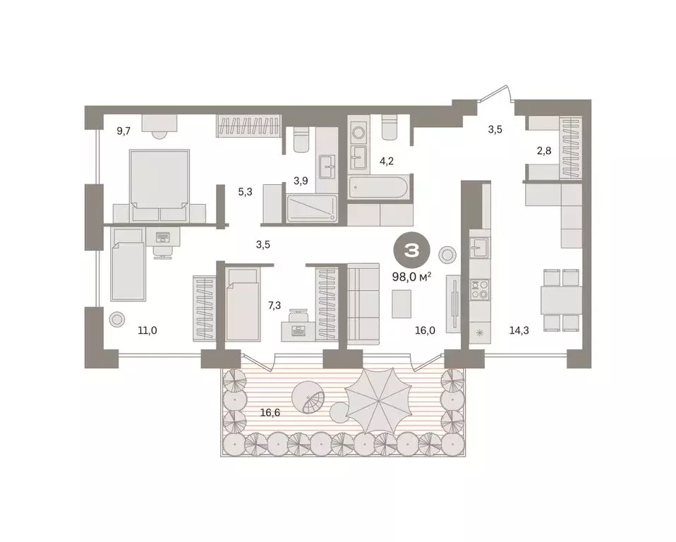 3-комнатная квартира: Екатеринбург, жилой район Эльмаш, Механический ... - Фото 2