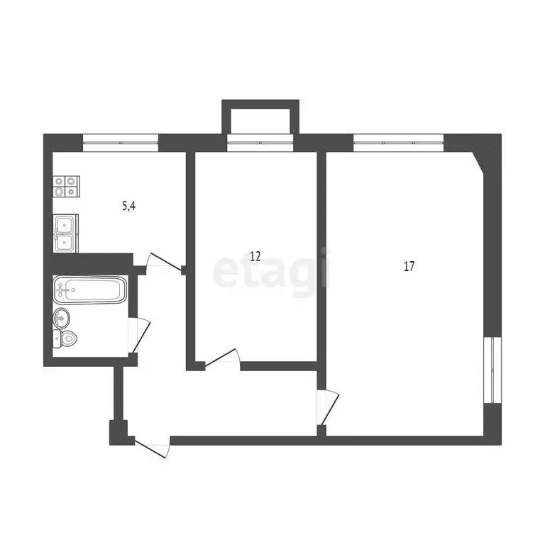 2-комнатная квартира: Псков, улица Ижорского Батальона, 35 (42.9 м) - Фото 1