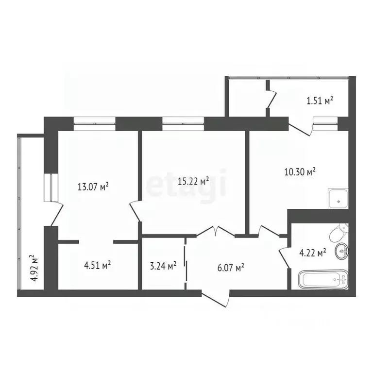 2-к кв. Красноярский край, Красноярск ул. Петра Подзолкова, 6 (55.8 м) - Фото 1