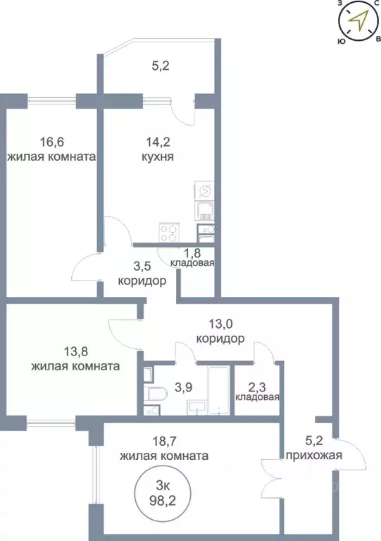 3-к кв. Ханты-Мансийский АО, Нефтеюганск 17-й мкр, 7/1 (98.2 м) - Фото 0