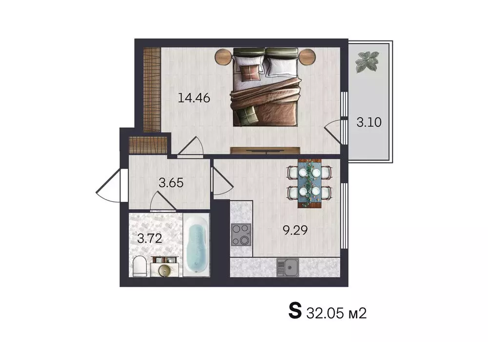 1-комнатная квартира: Ярославль, улица Строителей, 18 (32.05 м) - Фото 1