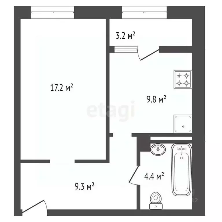 1-к кв. Красноярский край, Красноярск ул. Апрельская, 9А (24.4 м) - Фото 2